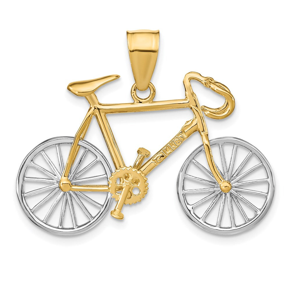 14k Large Two-tone 3-D Bicycle Pendant
