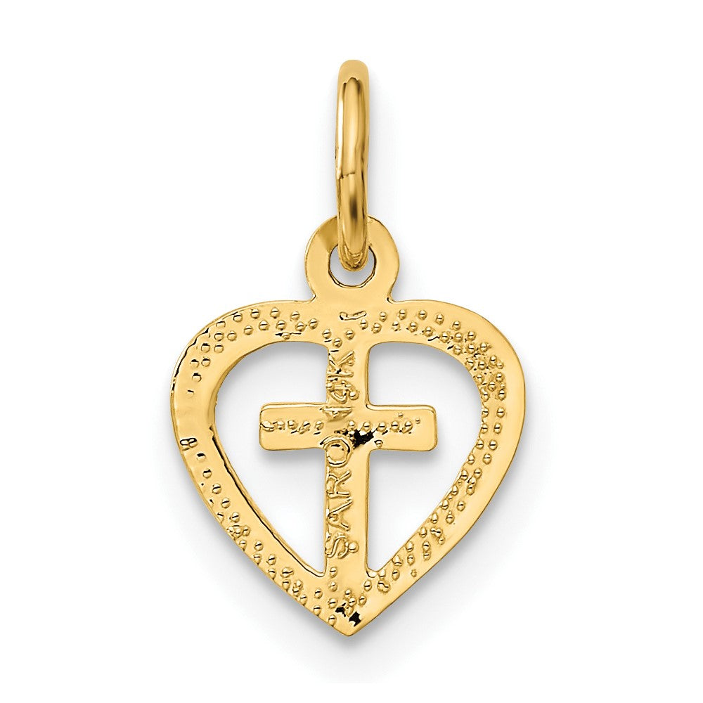 14k Cross in Heart Charm