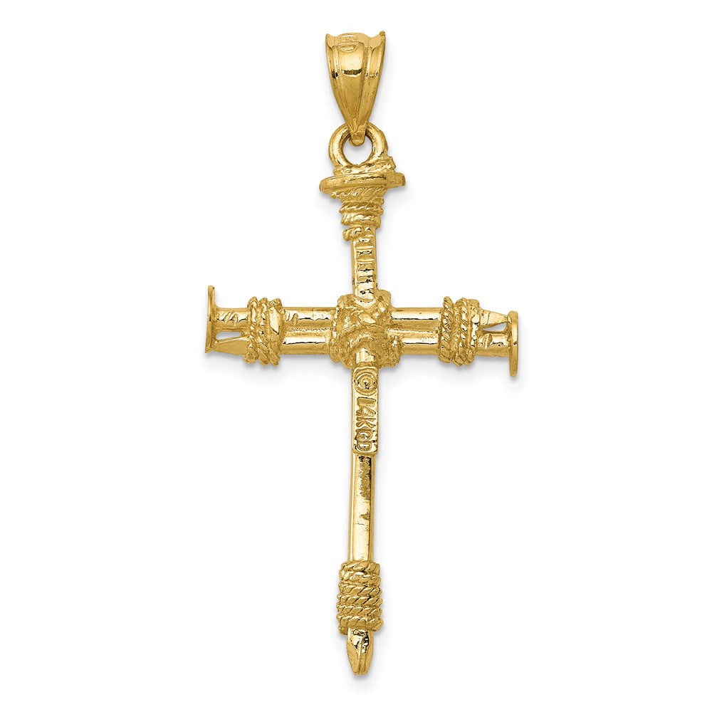 14k Polished Nail Cross Pendant