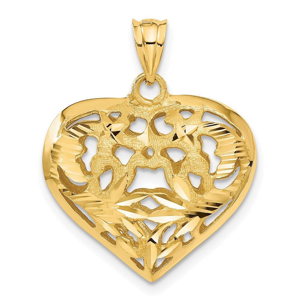 14k Fancy 3D Heart Charm