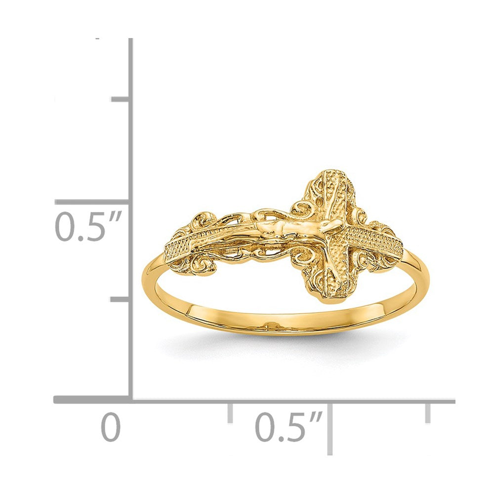 14k Diamond-Cut Crucifix Ring