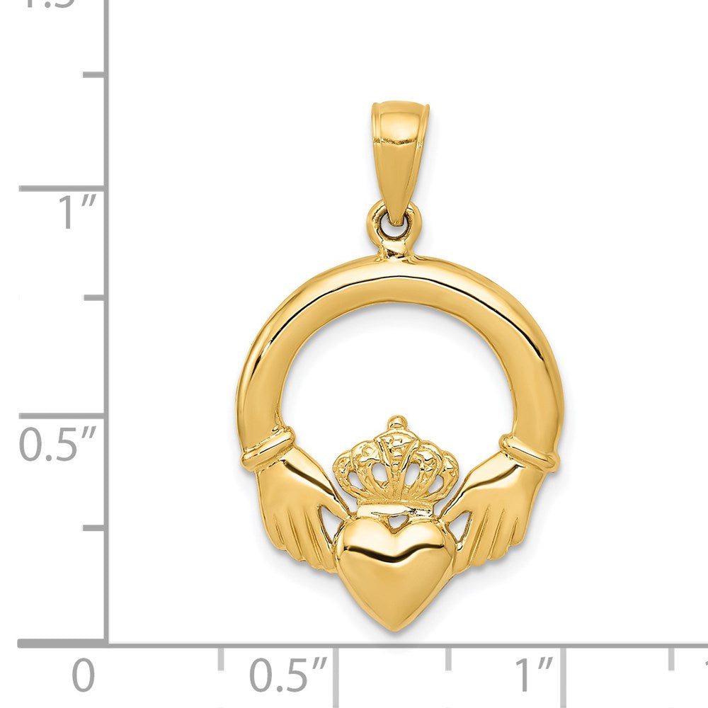 14k Polished Claddagh Pendant