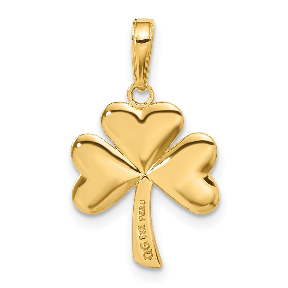 14k Polished Solid Shamrock Pendant