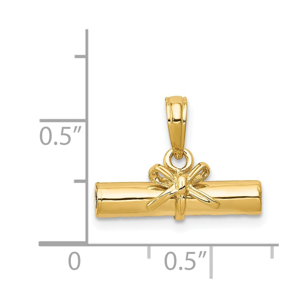 14k 3D Hollow Polished DIPLOMA Pendant