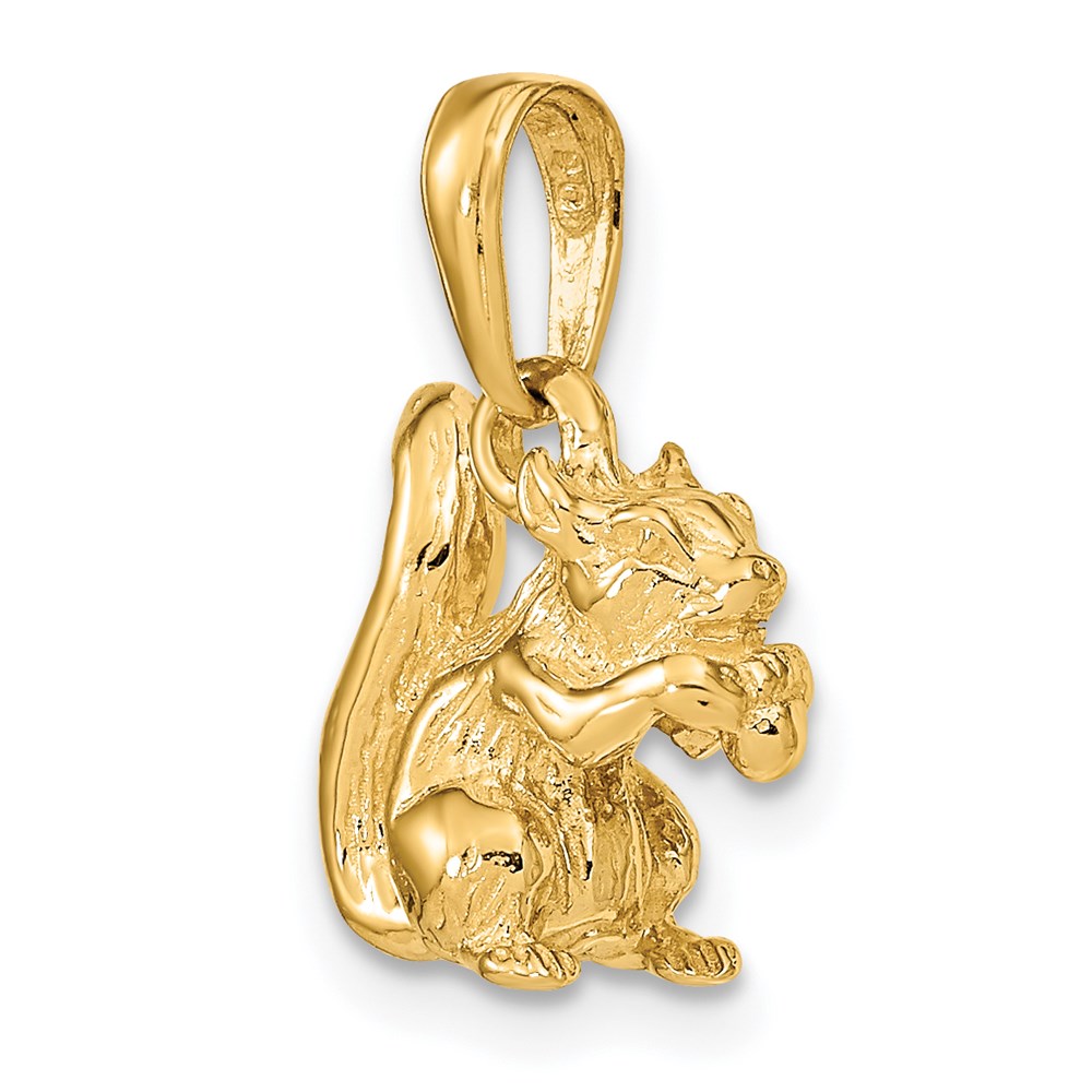 14k Solid 3-D Squirrel with Nut Charm