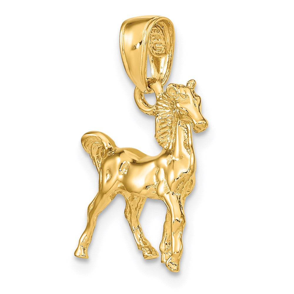 14k Solid Polished 3-D Horse Charm