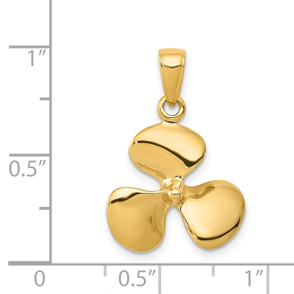 14K Polished 3-D Propeller Pendant