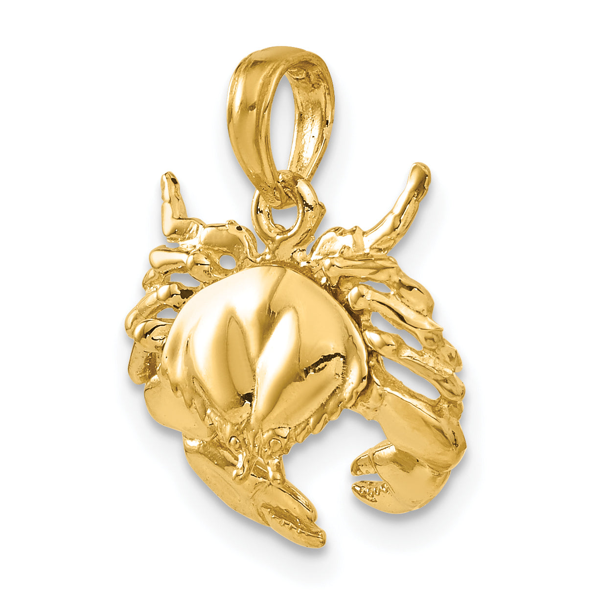 14K Polished Open-Backed Crab Pendant