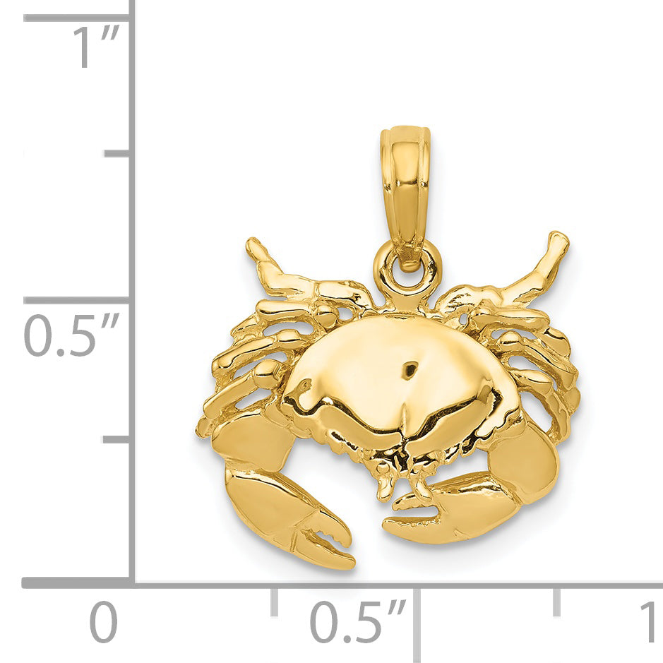 14K Polished Open-Backed Crab Pendant