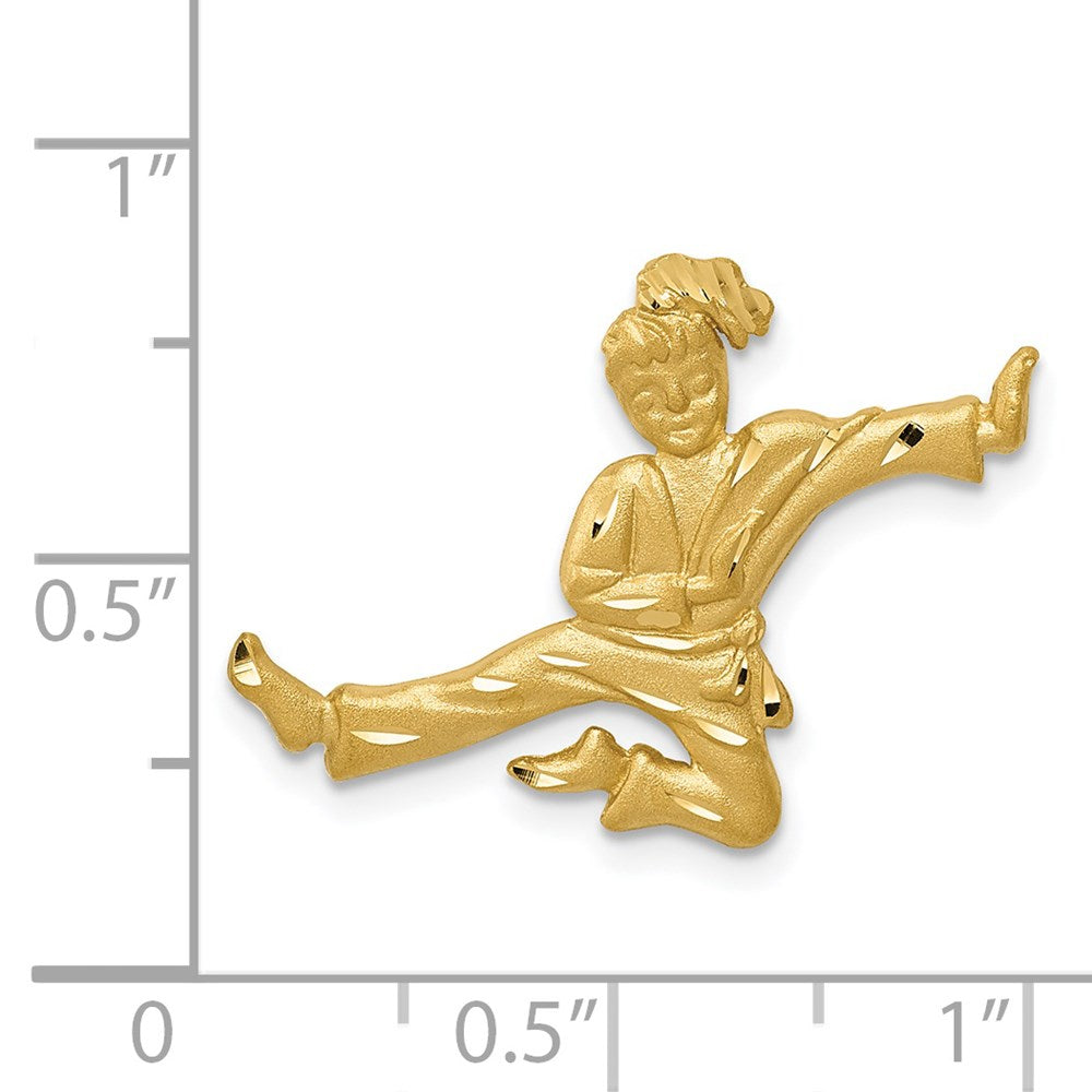 14k Satin Diamond-cut Open-Backed Karate Female Chain Slide