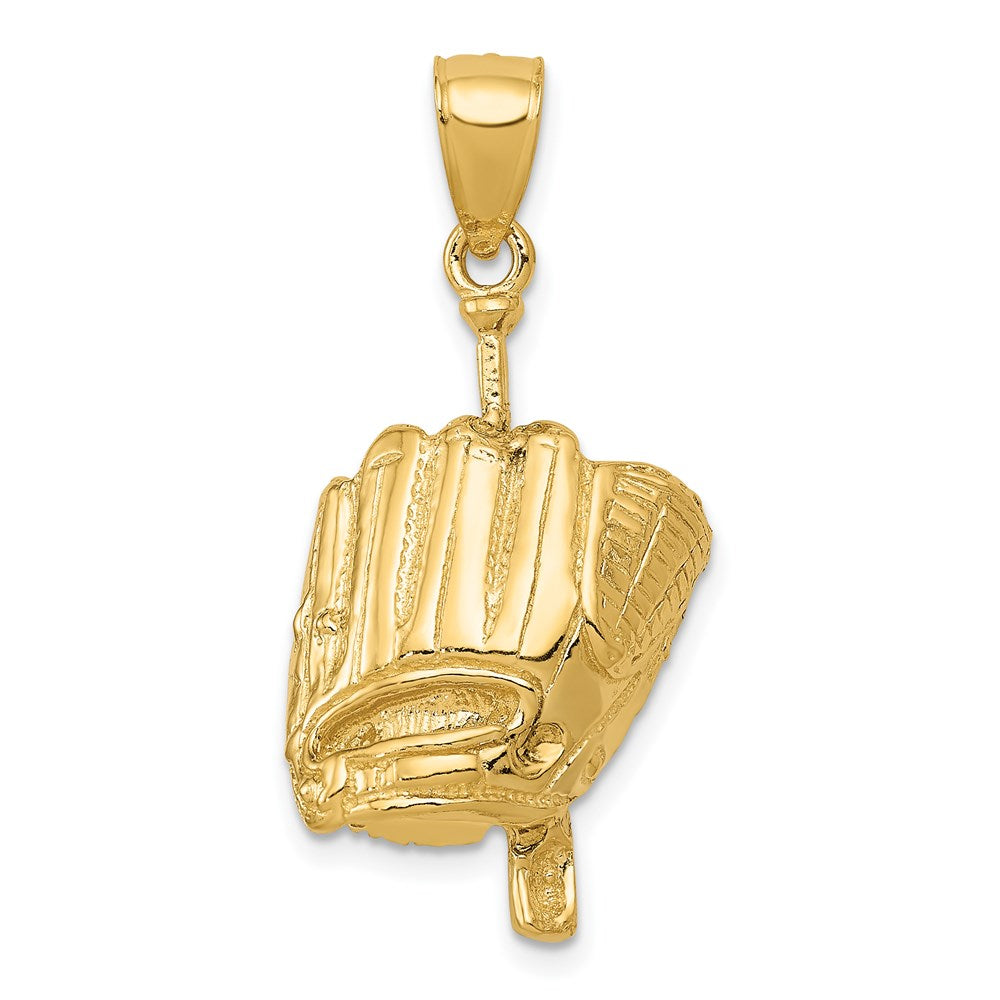 14K Polished 3-D Glove/Bat/Baseball Pendant