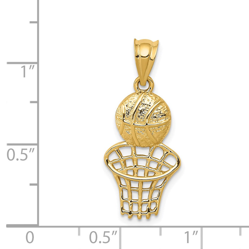 14K Basketball and Net Charm