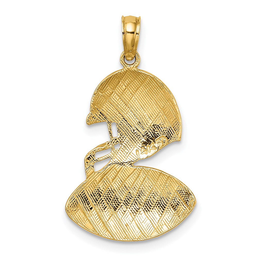14K Polished Football and Helmet Pendant