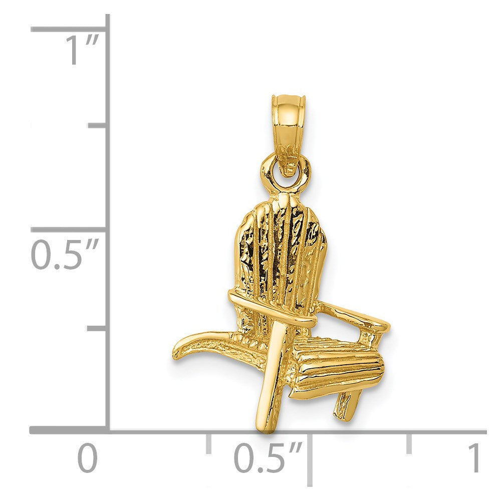 14K 3D Adirondack Beach Chair Pendant