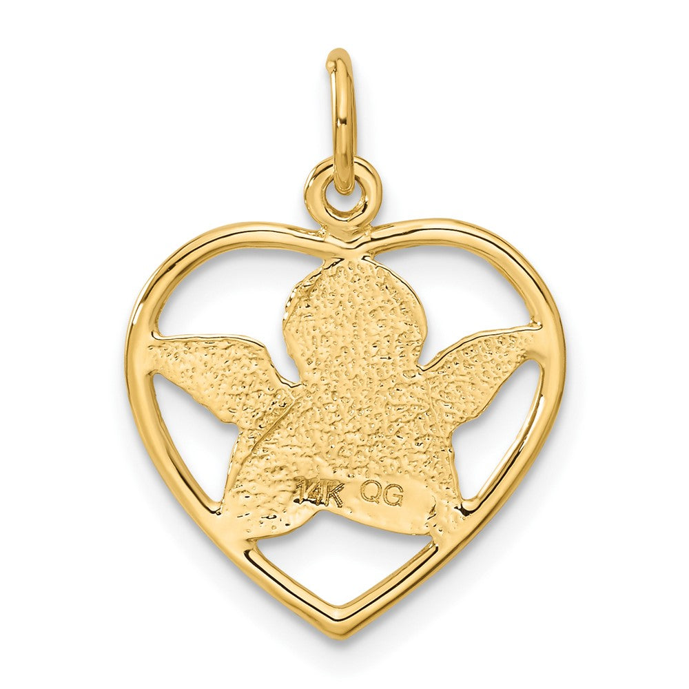 14k Angel in Heart Charm