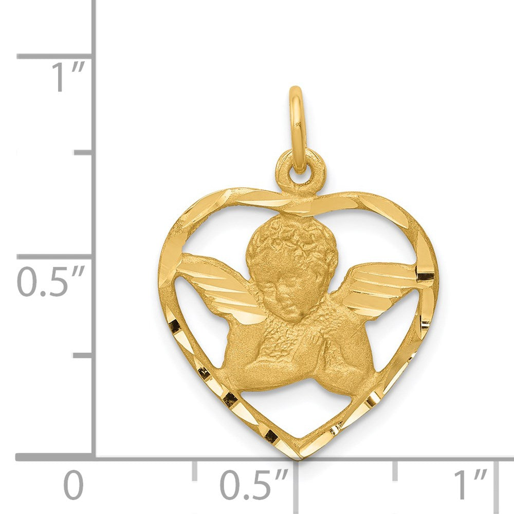 14k Angel in Heart Charm