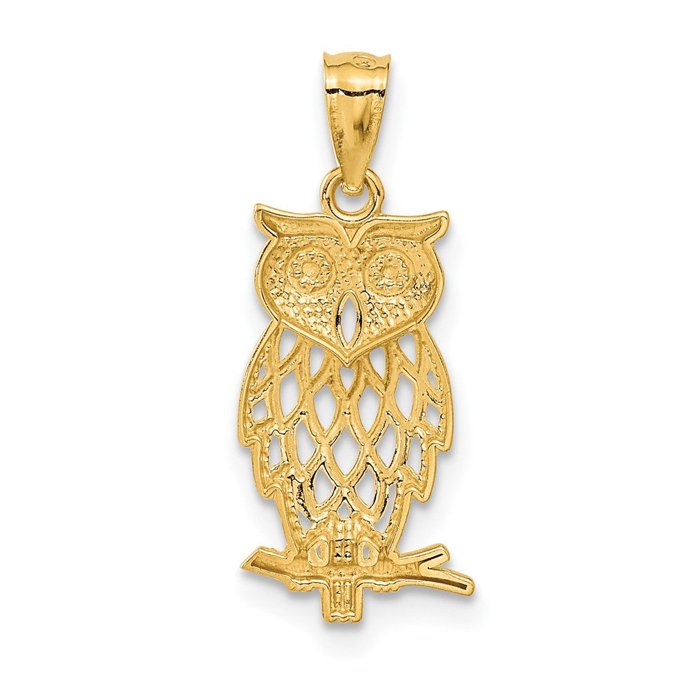 14k w/ Rhodium Owl Pendant