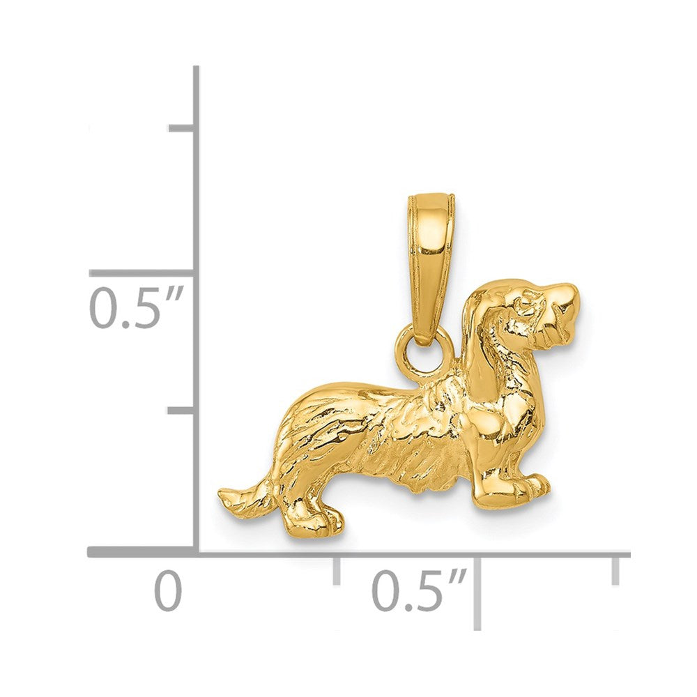14k Long-Haired Dachshund Dog Pendant