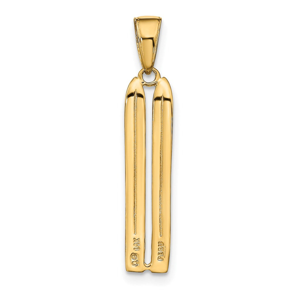 14k 3-D Snow Skis Pendant