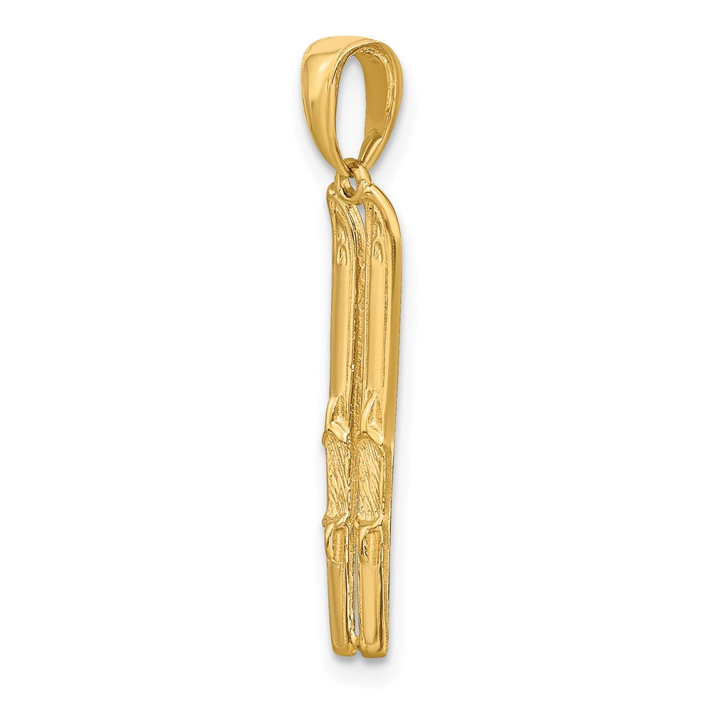 14k 3-D Snow Skis Pendant