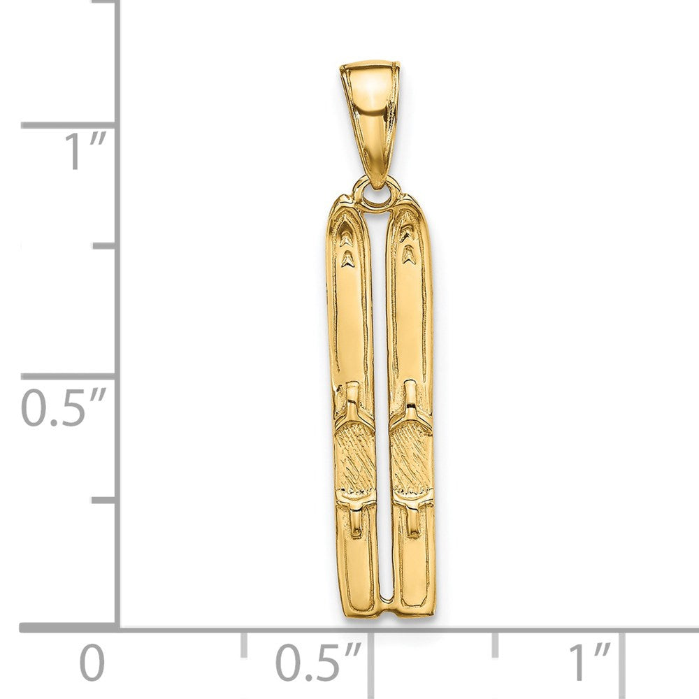 14k 3-D Snow Skis Pendant
