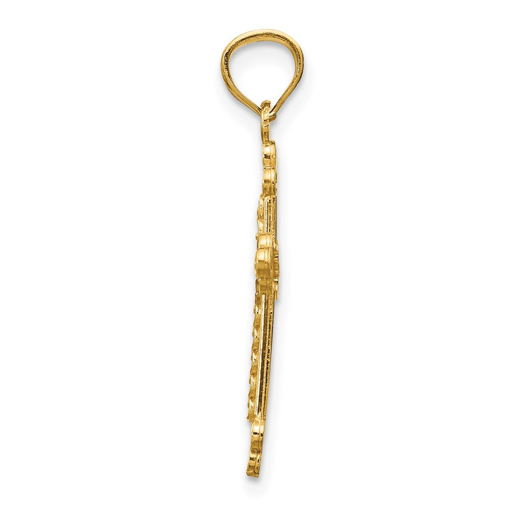 14k w/Rhodium Budded Cross Pendant