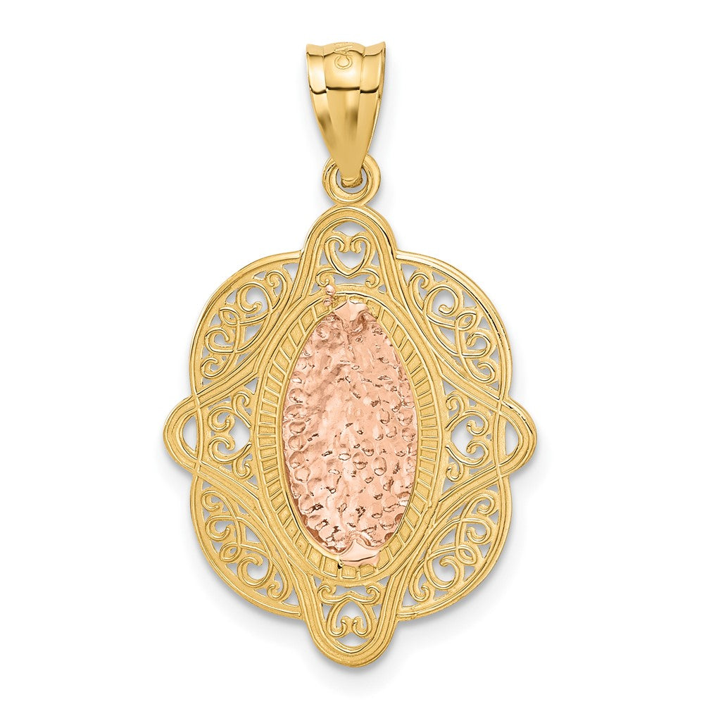 14k Two-tone Rose Virgin Mary Pendant