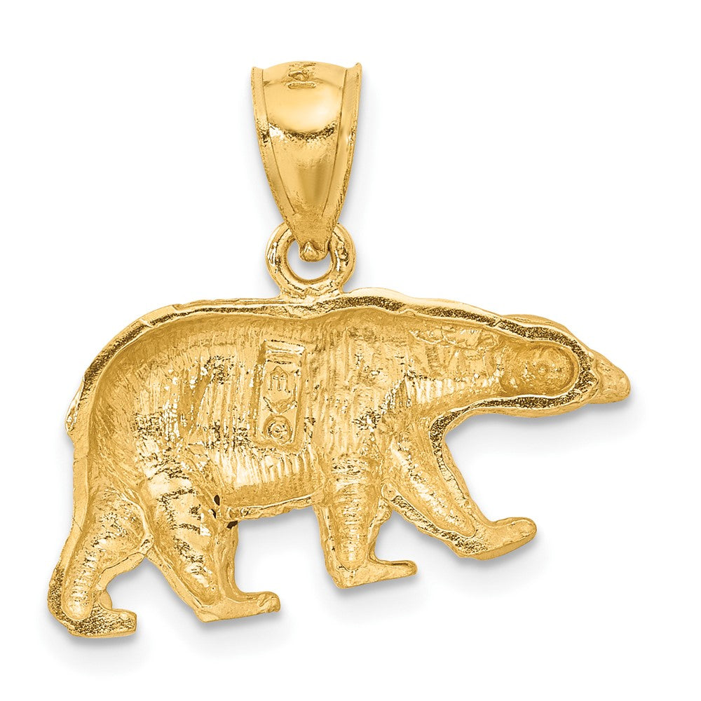 14K Diamond-cut Bear Pendant