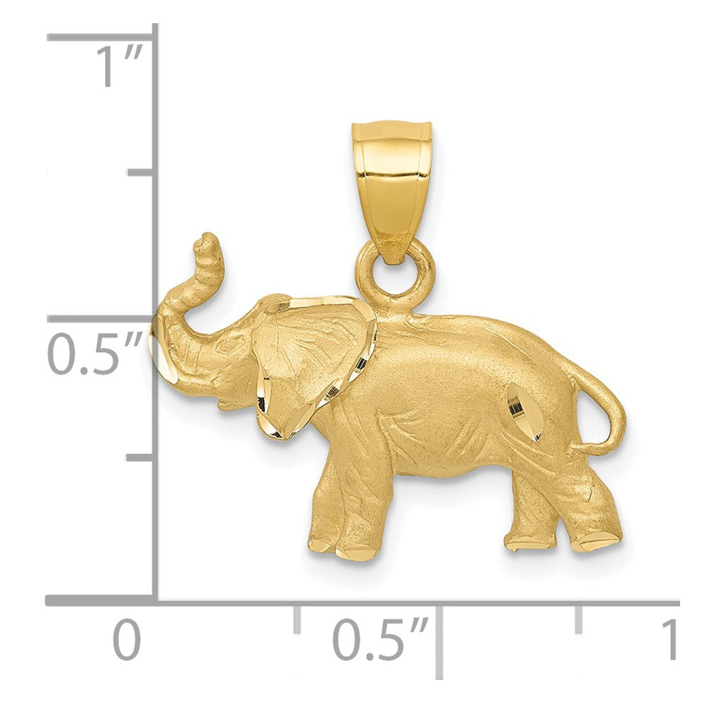 14K Diamond-cut Elephant Pendant