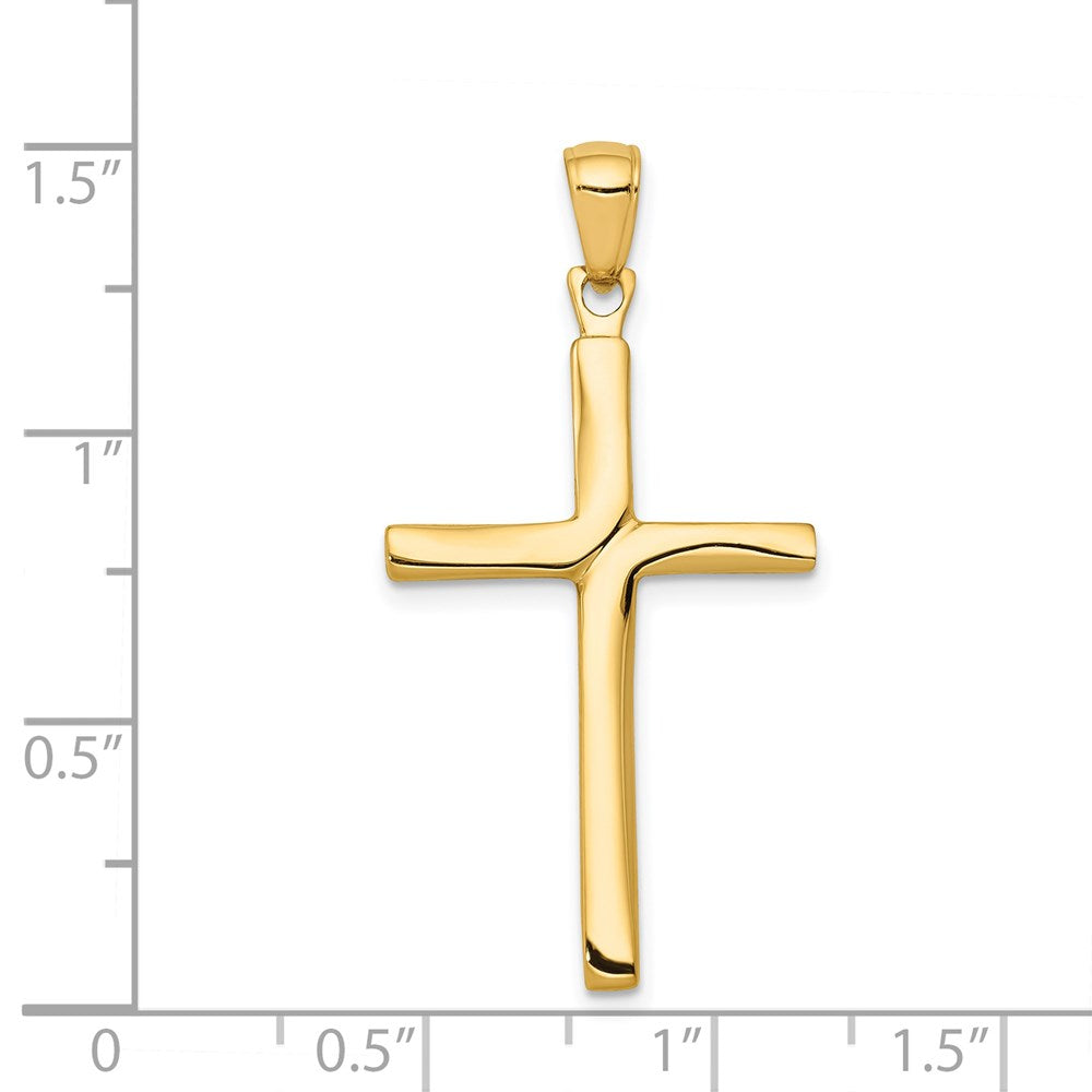 14K Satin Finish Accent Stick Cross Pendant