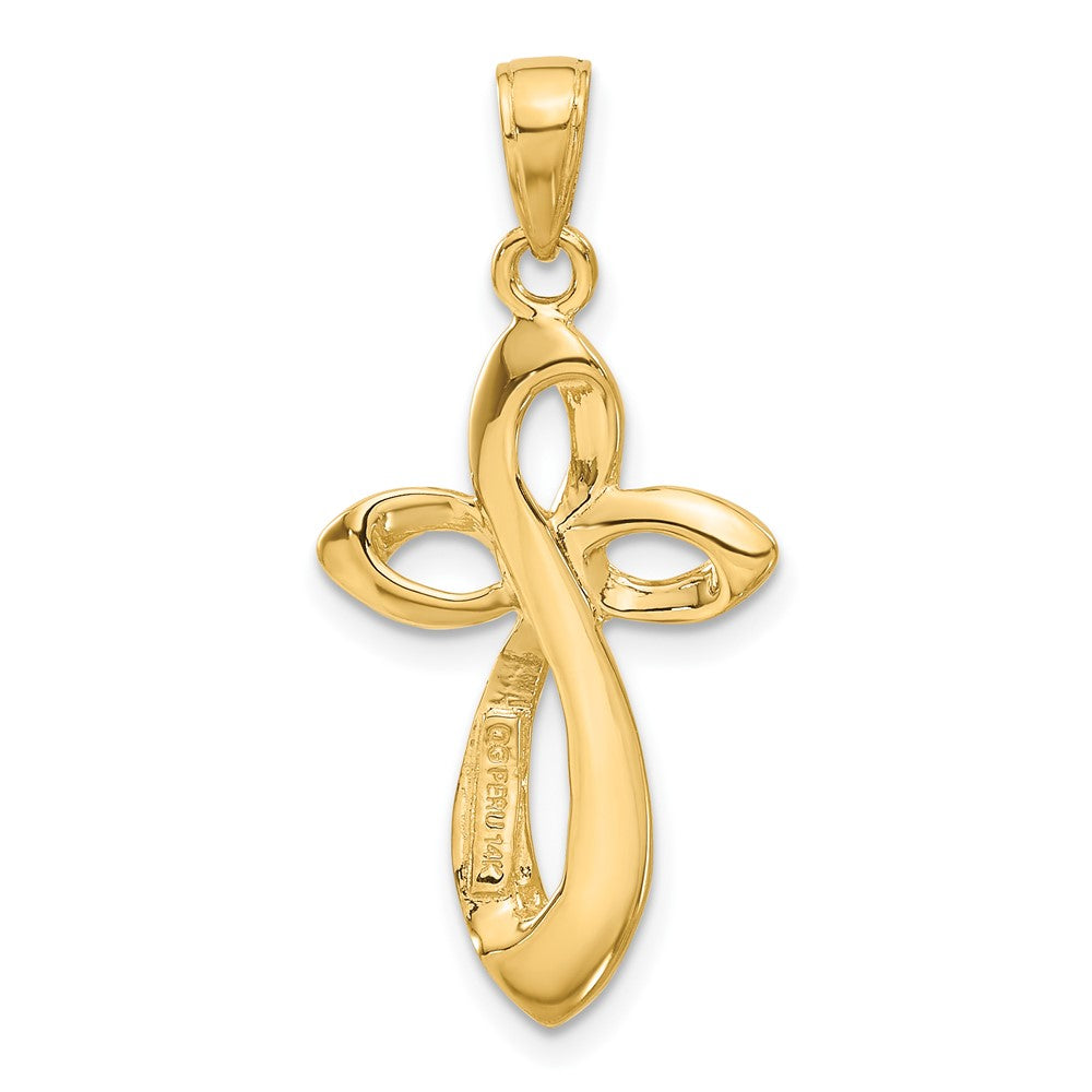 14K Polished w/Satin Figure 8 Cross Pendant