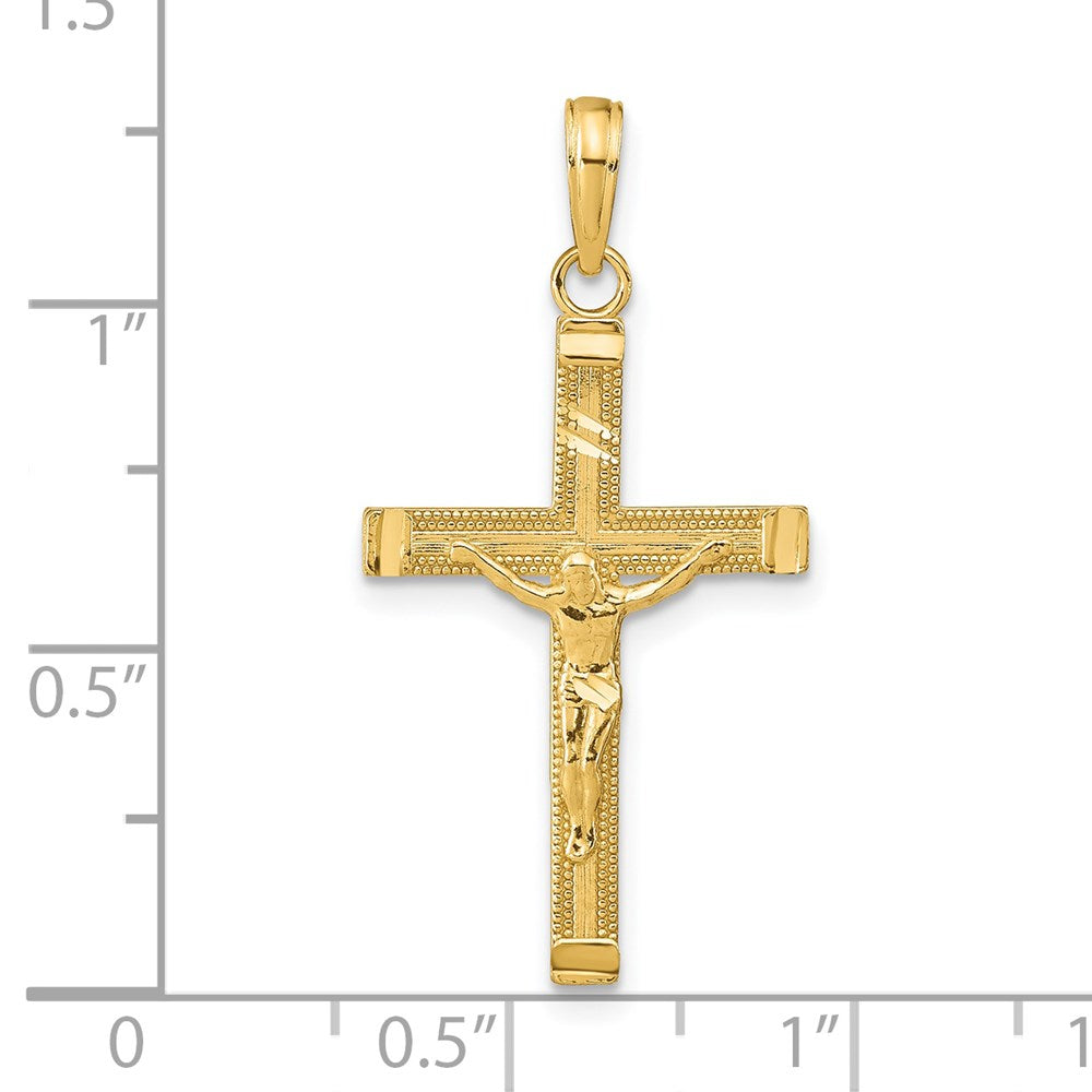 14K Diamond-cut Fancy Tipped Crucifix Pendant