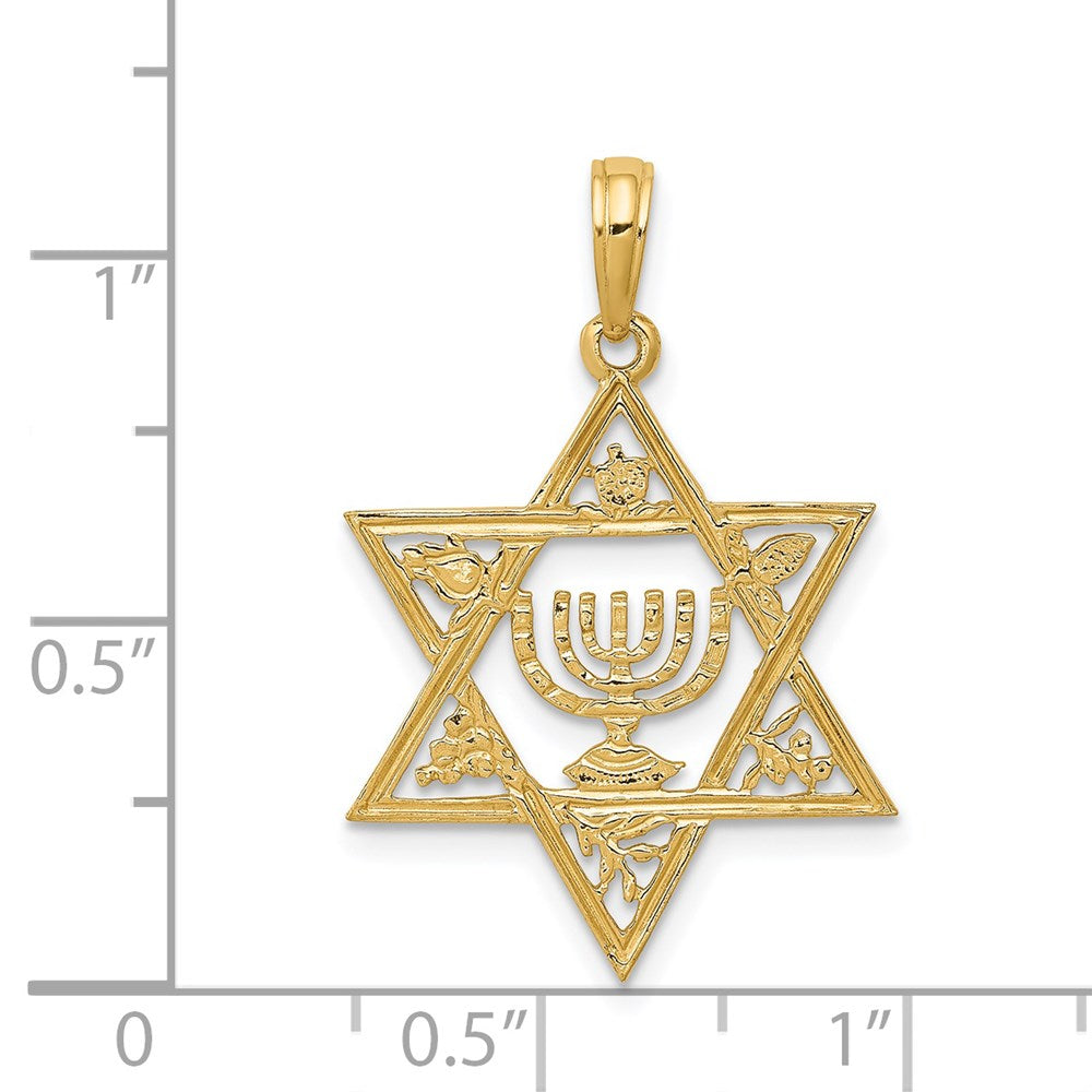 14K Star of David w/Menorah Pendant