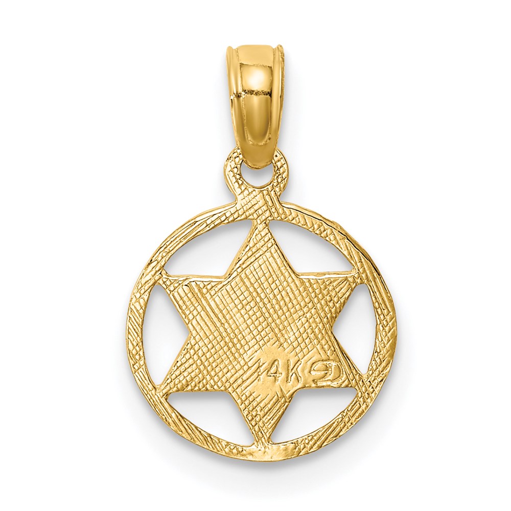 14K Star of David in Circle Frame Pendant