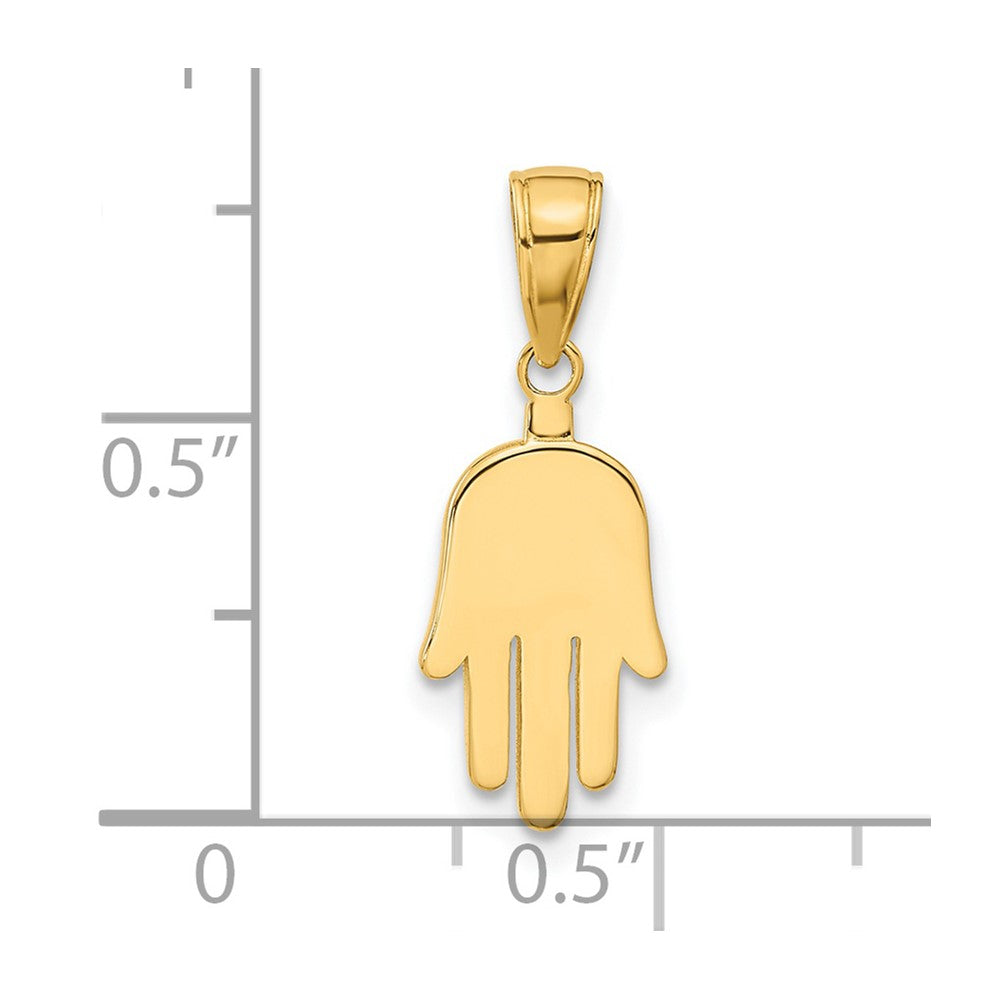 14K Large Solid Hamsa Pendant