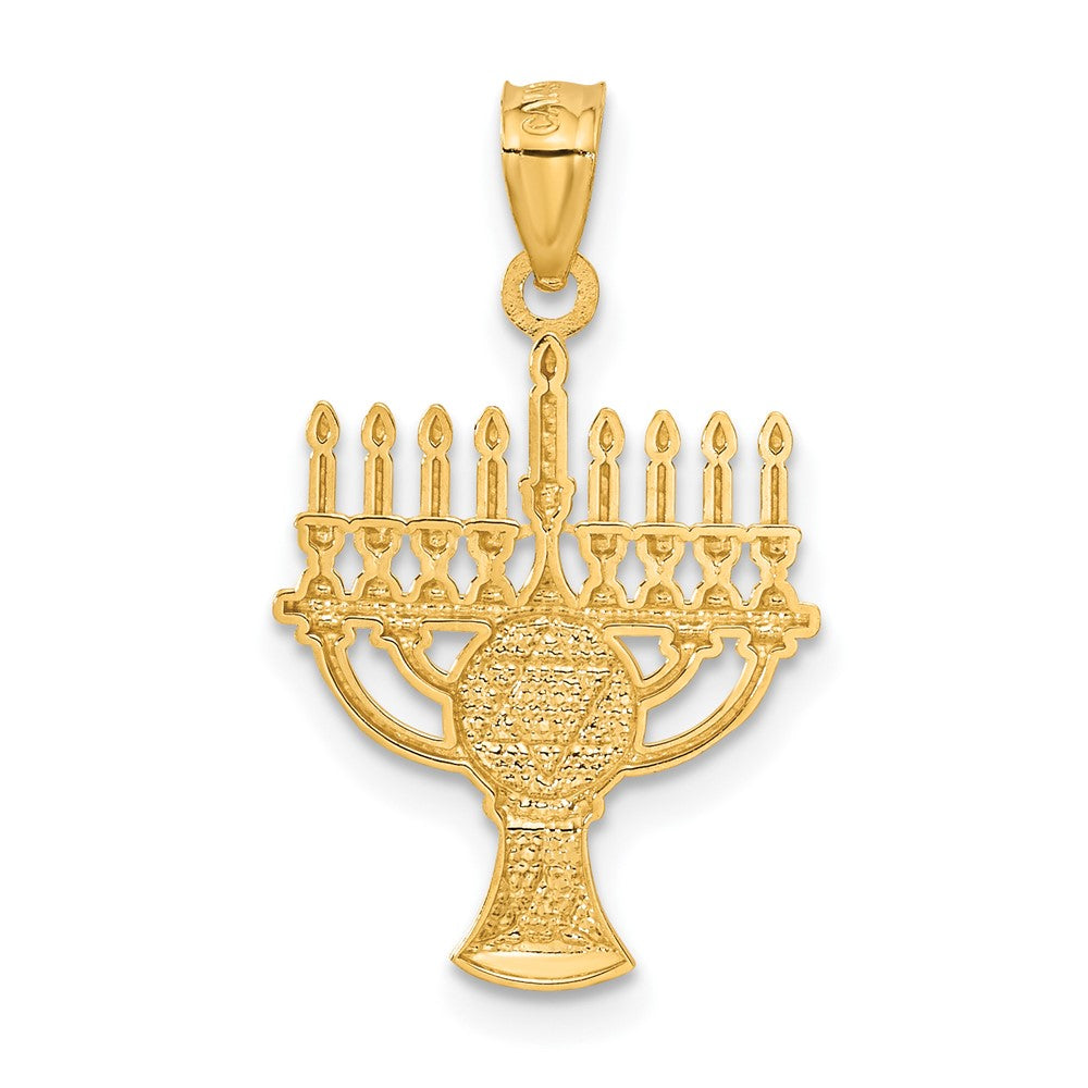 14K w/ White Rhodium Menorah Pendant