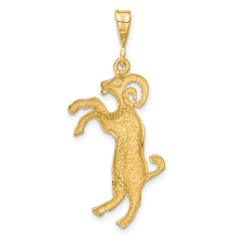 14k Satin Diamond-cut Aries Zodiac Charm