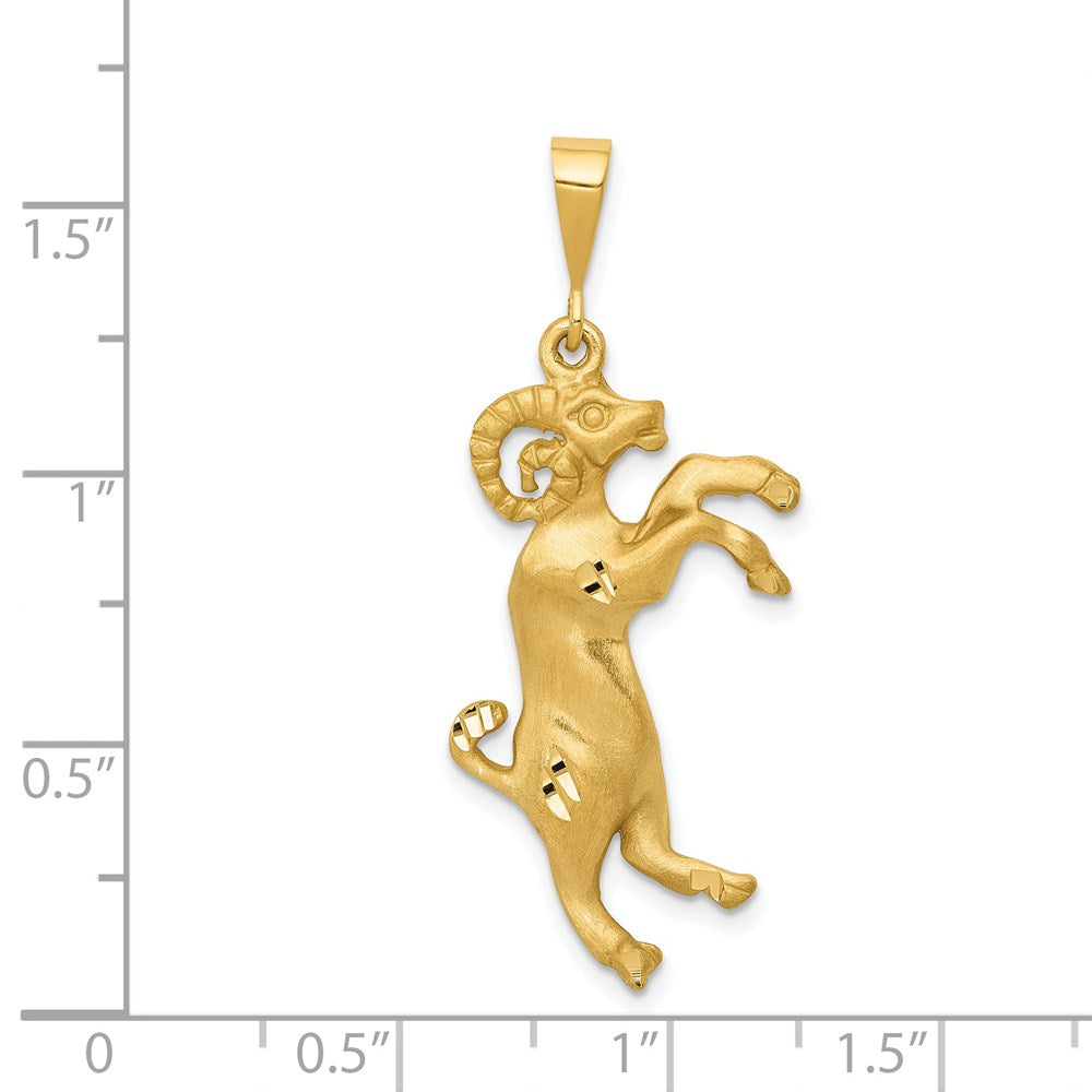 14k Satin Diamond-cut Aries Zodiac Charm