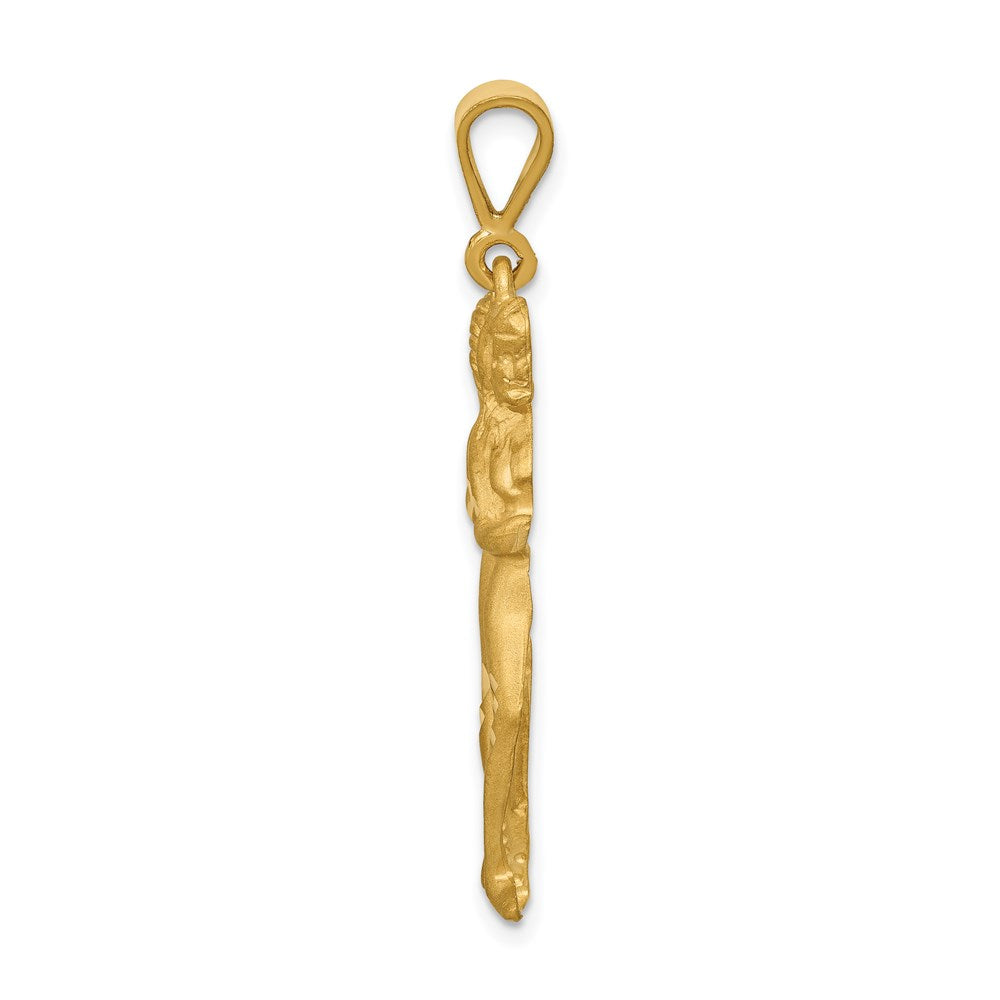 14k Satin Diamond-cut Gemini Zodiac Charm