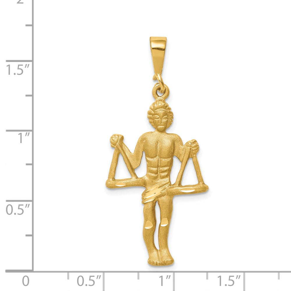 14k Satin Diamond-cut Libra Zodiac Charm