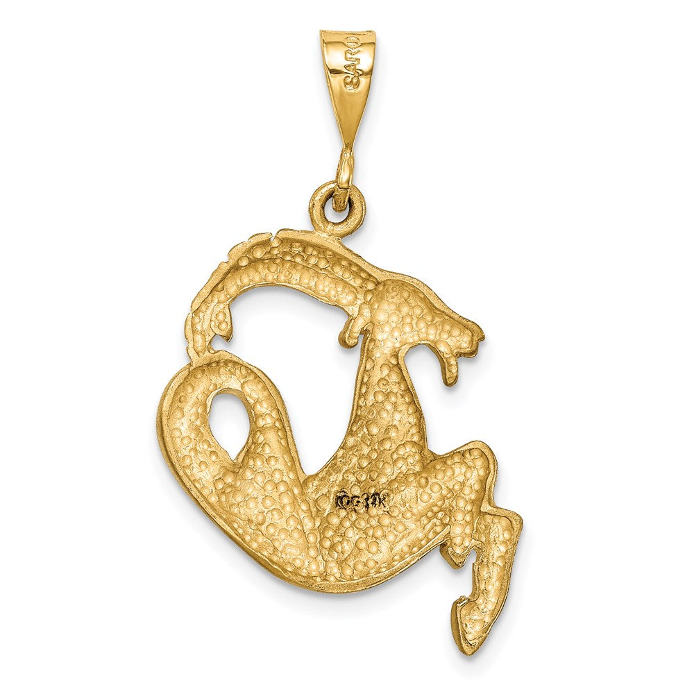 14k Satin Diamond-cut Capricorn Zodiac Charm