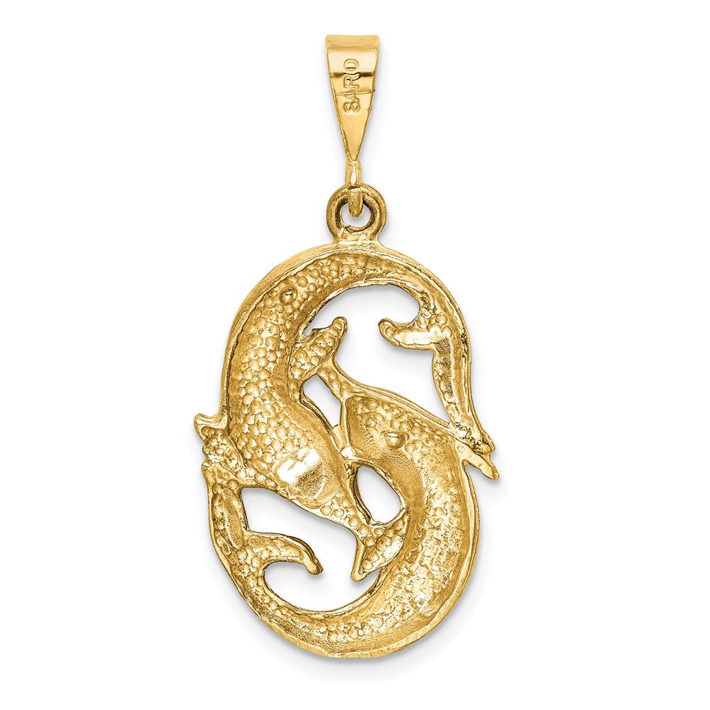 14k Satin Diamond-cut Pisces Zodiac Charm