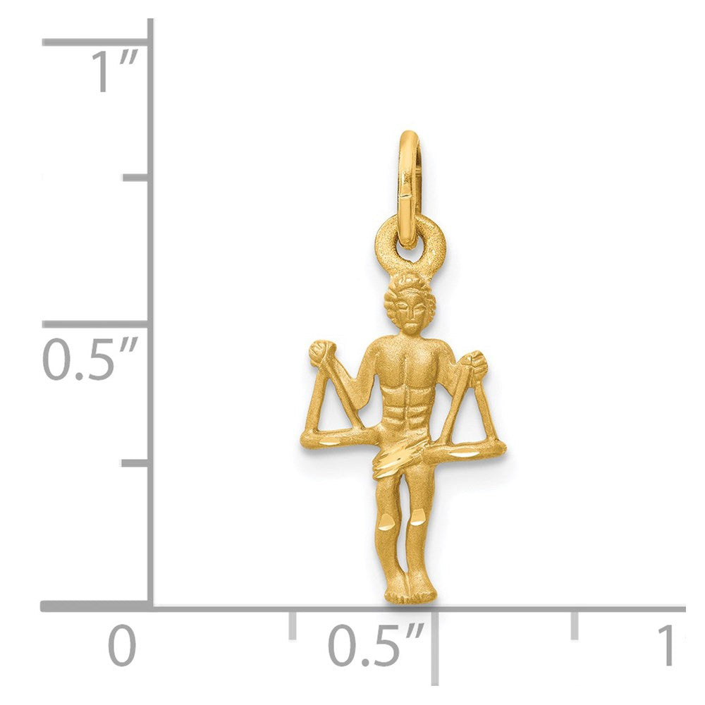 14k Satin Diamond-cut Libra Zodiac Charm
