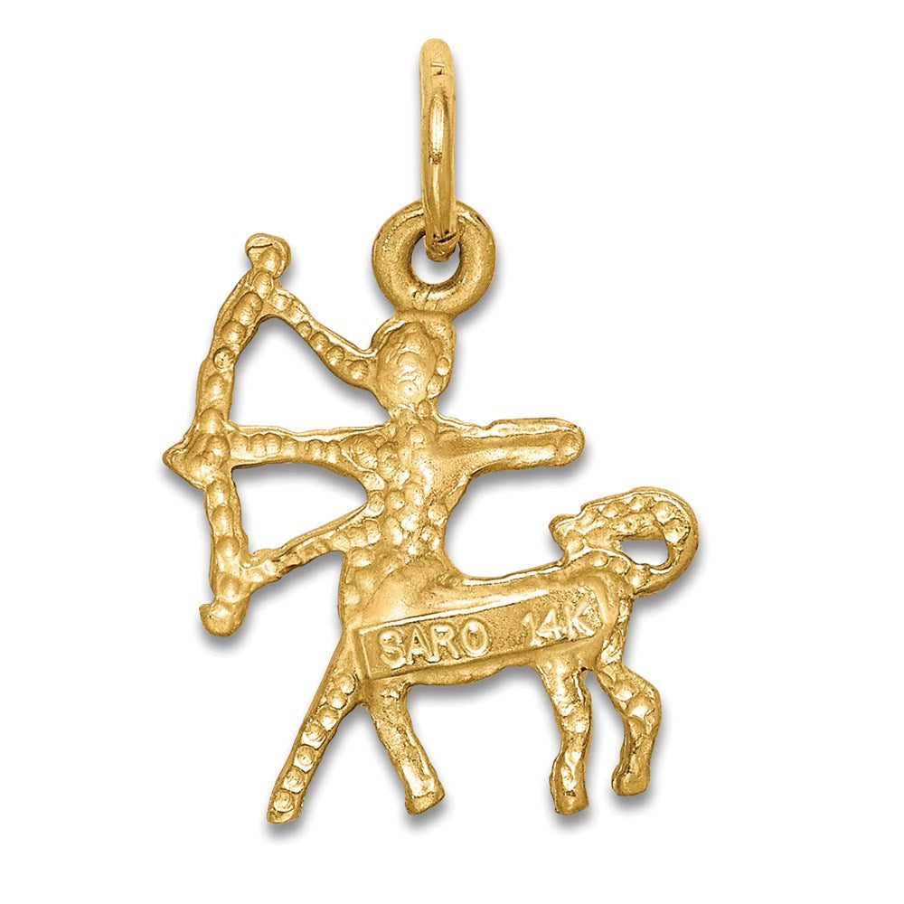 14k Satin Diamond-cut Sagittarius Zodiac Charm