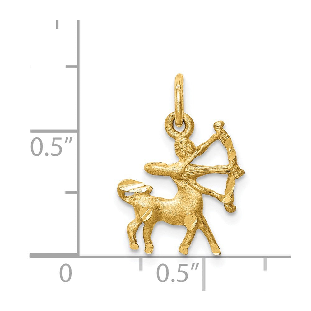 14k Satin Diamond-cut Sagittarius Zodiac Charm