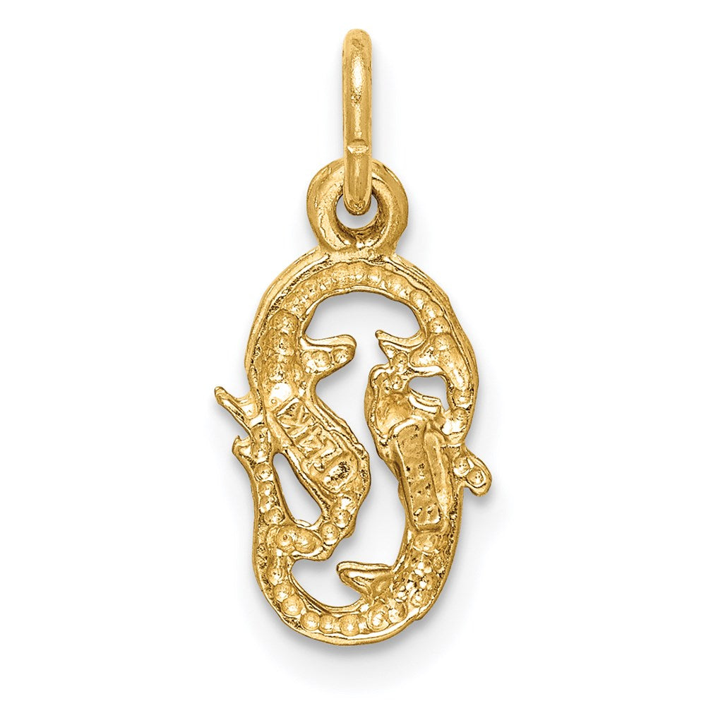 14k Satin Diamond-cut Pisces Zodiac Charm