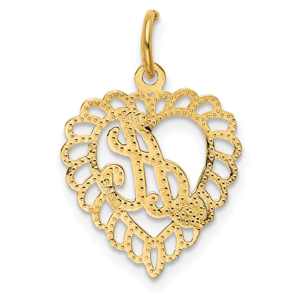 14k Heart Letter A Charm