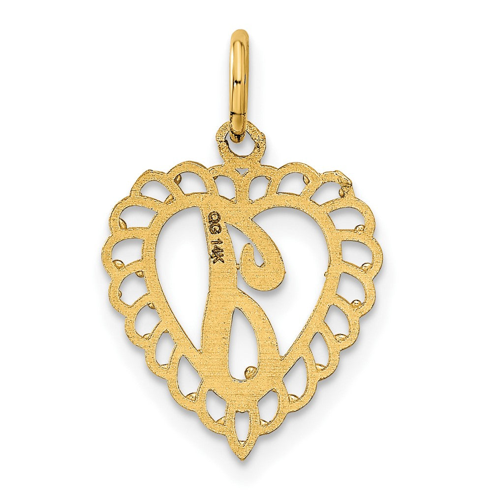 14k Heart Letter J Charm