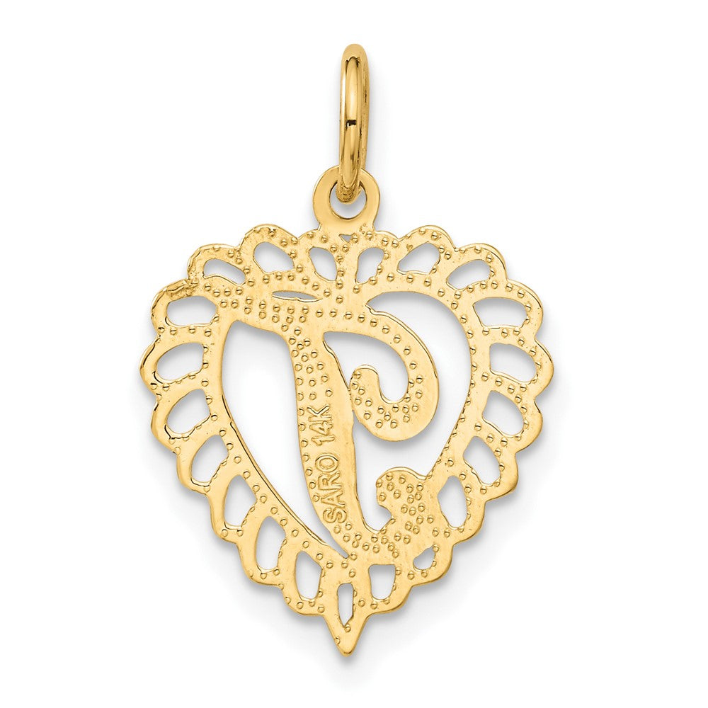 14k Heart Letter T Charm