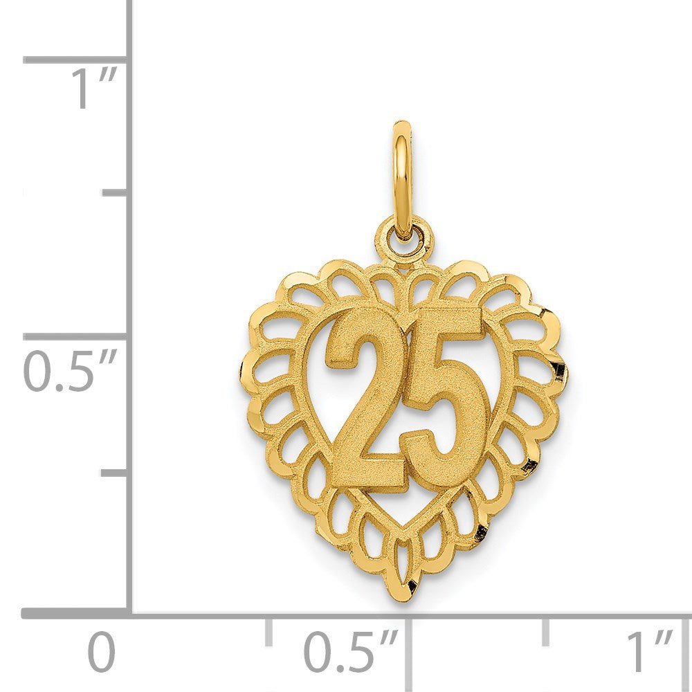 14k 25 in a Heart Charm